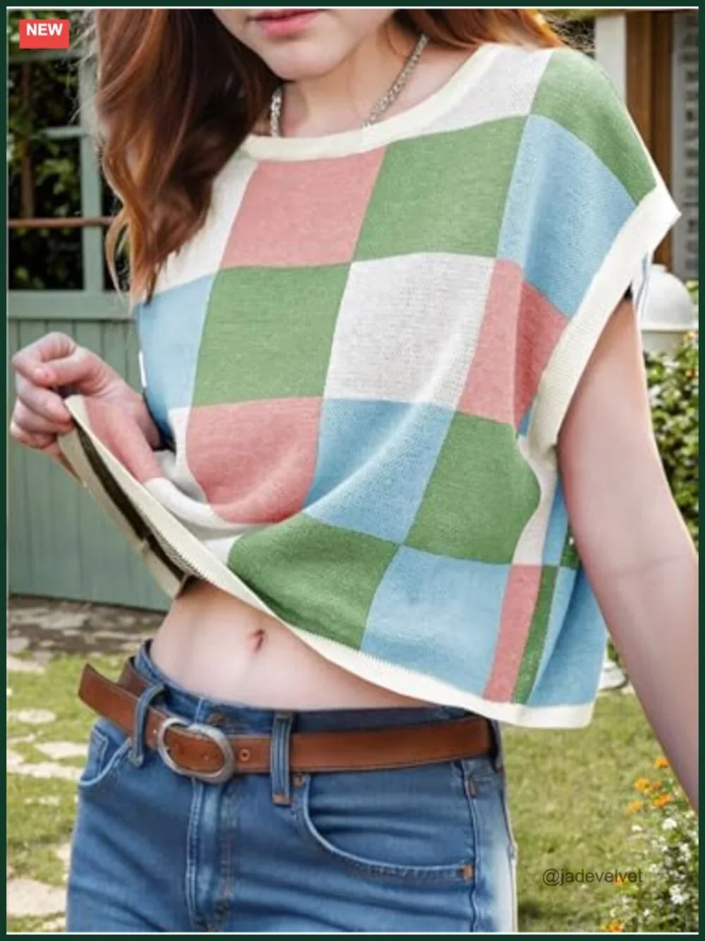 Girls Colorblock Sweater Vest Crop Top Cap Sleeve Cute Casual Tween Shirt